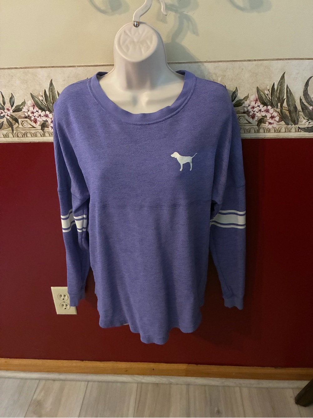 Victoria's Secret Lavender Crewneck Sweater with White Dog Logo